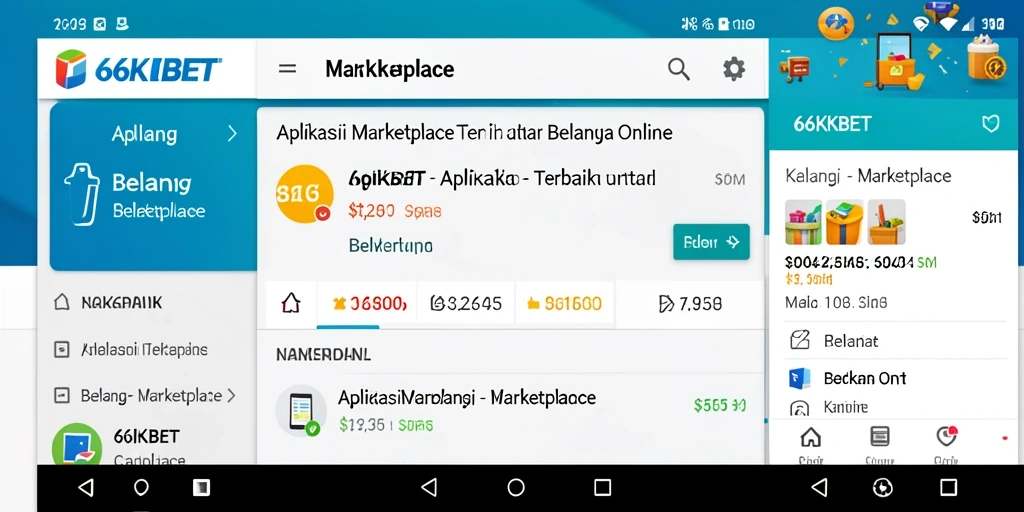 Tampilan antarmuka aplikasi Marketplace 66KBET yang modern dan fungsional.