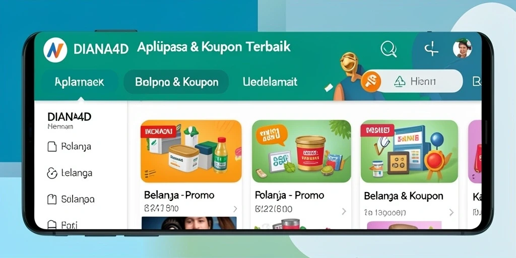 Antarmuka pengguna DIANA4D dengan banyak pilihan promo dan kupon.