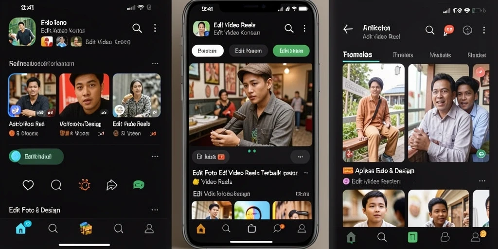 Antarmuka utama F32 dengan fitur Edit Video Reels yang lengkap.