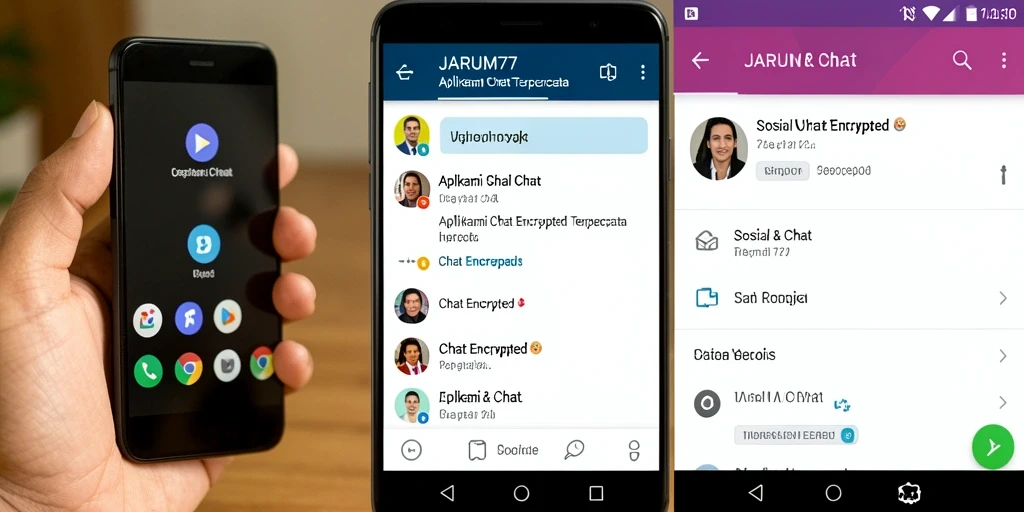 Tampilan antarmuka utama aplikasi JARUM77 untuk chat yang aman.