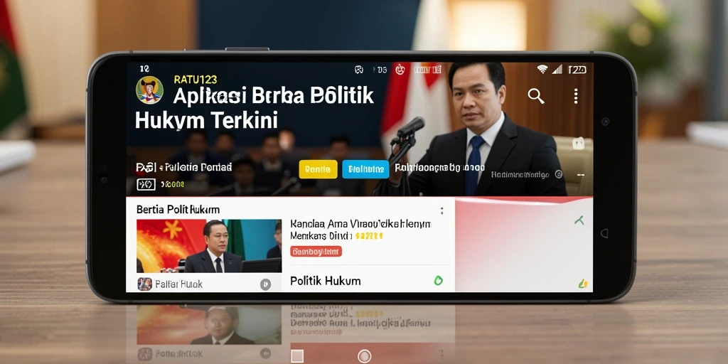 Antarmuka aplikasi RATU123 menampilkan berita politik dan hukum terkini.