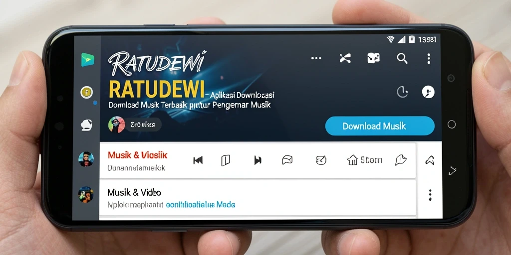 Screenshot antarmuka utama RATUDEWI yang menampilkan fitur Download Musik.